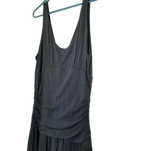 VELVET Flowy silk blend Midi Dress ruched sides Gray Size Medium EUC - Picture 4 of 13